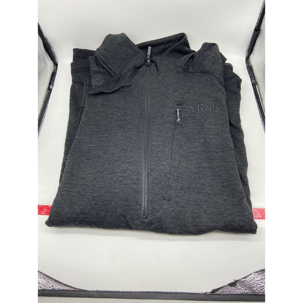 Rab Thermic Mens Quarter Zip Pullover Black Heather Fleece Hiking Midlayer